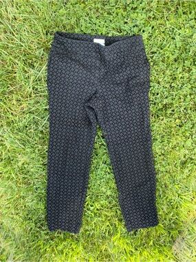 Charter Club Black Slim Patterned Stretch Pants
